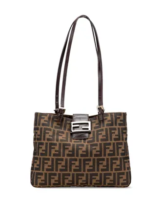 Fendi 1900s Zucca Canvas schoudertas - Bruin