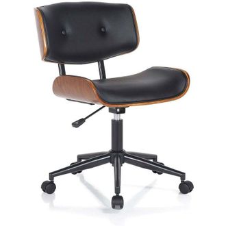 Oresteluchetta Sill&oacute;n De Oficina En Madera De Nogal Y Piel Negra Michigan Evo Dark Wood