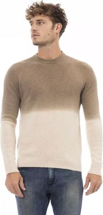 Alpha Studio Mens Dip Dye Sweater Al23441 - Tan Cashmere - Size EU 54 (Mens)