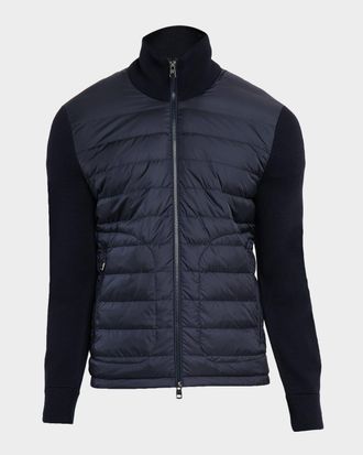 Moncler Men & apos;s Archivio Basic Puffer Wool Sleeve Cardigan