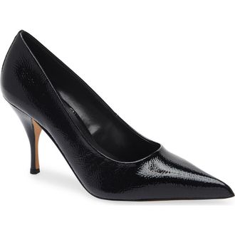 Vince Camuto Paislie Leopard Print Patent Pump in Black Supsnl at Nordstrom Rack, Size 7