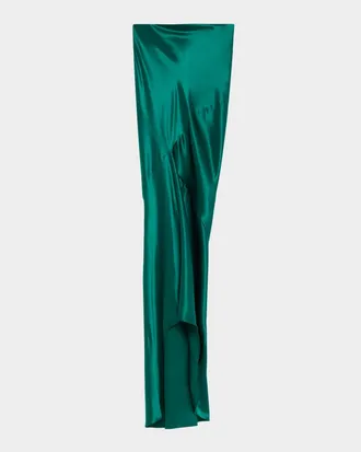 Tom Ford Asymmetric Satin Maxi Skirt With Train