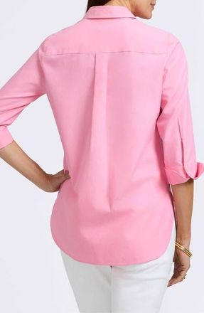 Foxcroft Madison Popover Cotton Oxford Shirt in Pink Sea Glass at Nordstrom, Size 2