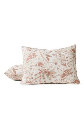 Coyuchi Sea Bloom Linen & Organic Cotton Pillow Sham in Natural W/Praline at Nordstrom, Size Standard