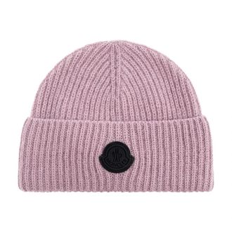 Moncler Pet met logopatch - Dames - Hoeden - Paars - ONE Size - Wol - Accessoires