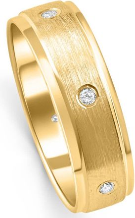 Pompeii3 Mens 1/4ct 14K Gold Diamond Comfort Fit Brushed Wedding Ring Size Selectable