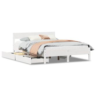 Berkfield Home Bed Frame without Mattress White 135x190 cm Double Solid Wood Pine