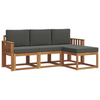 vidaXL Conjunto De Sof&aacute;s De Exterior 4 Pcs Natural Y Antracita Vidaxl