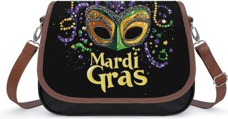 Generic Mardi And The Gras Womens Crossbody Bag Fashion Shoulder Handbags Message Tote Bag with Adjustable Strap