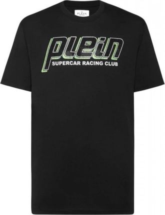 Philipp Plein Jersey T-Shirt Ronde Hals SS Strass Racing Club - Heren - T-shirts - Zwart - M - Katoen - Tops