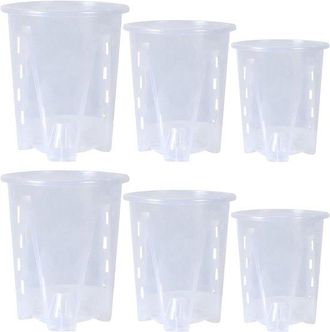 OEM 6 Macetas Pl&aacute;stico Orqu&iacute;deas, Macetas Transparentes Orificio Drenaje, Ranura Transpirable, Macetas Transparentes Orqu&iacute;deas Suculentas, (14, 14 Cm