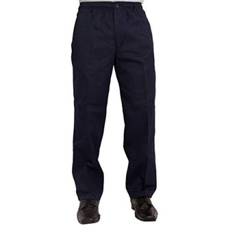 Carabou Mens New Elasticated Waist Work Casual Plain Rugby Trousers Navy W42- L31