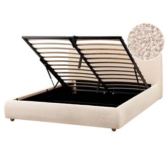 Beliani Cama Con Almacenaje Minimalista Moderno 160 X 200 Cm Boucl&eacute; Beige Claro Blagnac