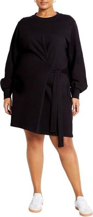 City Chic Arla Tie Waist Long Sleeve Dress in Black at Nordstrom, Size Xs
