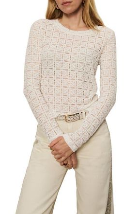 Sanctuary Perfect Long Sleeve Puckered Lace T-Shirt in Chalk White at Nordstrom, Size Xx-Large P