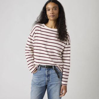 Levi's Julie Slub Long Sleeve Tee - Womens - L - Red