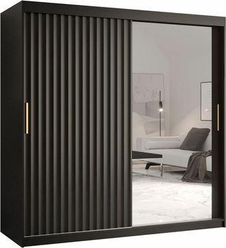 Mirjan24 Mobilier1 - Armario Hartford 338, Negro, 200x180x62cm, Puertas De Armario: Correderas, N&uacute;mero De Estantes: 0