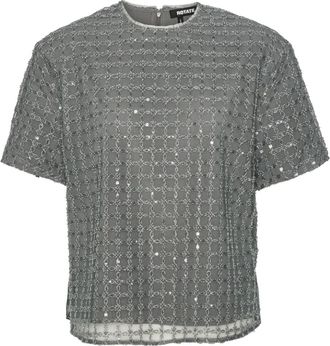Rotate beaded T-shirt - Grigio