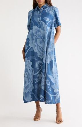 Diane Von F&uuml;rstenberg Karin Maxi Shirtdress in Dancing Rose Giant Tonal at Nordstrom Rack, Size Xx-Small