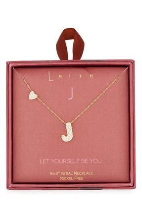 Leith Cubic Zirconia Heart & Bubble Initial Pendant Necklace in J- Clear- Gold at Nordstrom Rack