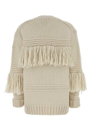 Moncler Womens Ivory Crochet Oversize Cardigan 034 Exterior: Virgin Wool Nylon Maglieria