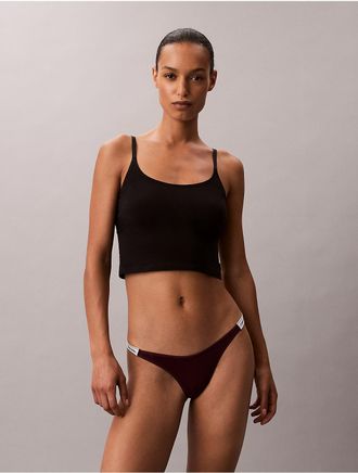 Calvin Klein Womens Modern Logo Dipped String Thong - Red - M