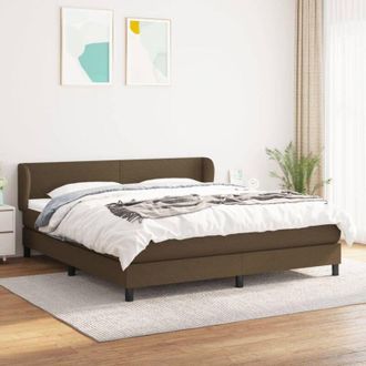 vidaXL Cama Box Spring Con Colch&oacute;n Tela Marr&oacute;n Oscuro 160x200 Cm Vidaxl
