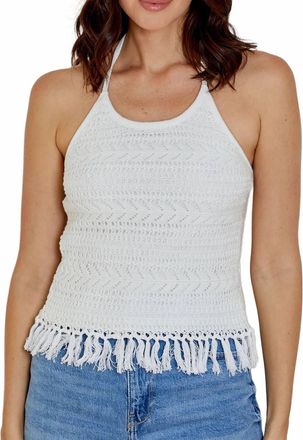dh New York Valetta Halter Sleeveless Top In White