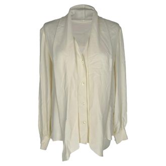 Celine Celine blouse met watervalhals in cr&egrave;mekleurig acetaat