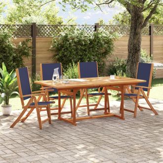 vidaXL Vidaxl - Sillas De Jard&iacute;n Plegables 4 Uds Madera Maciza Acacia Textileno