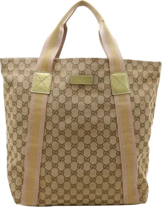 Gucci Beige Gg Canvas Sherry Line Tote (Authentic Pre-Loved)