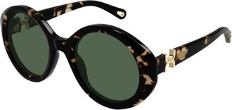 Chlo&eacute; Ronde Zonnebril - Dames - Zonnebrillen - Bruin - 53 MM - Nylon - Accessoires