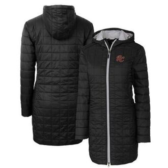 Cutter & Buck Womens Cutter & Buck Black Sacramento River Cats Rainier Primaloft Eco Insulated Hooded Long Coat at Nordstrom, Size X-Large