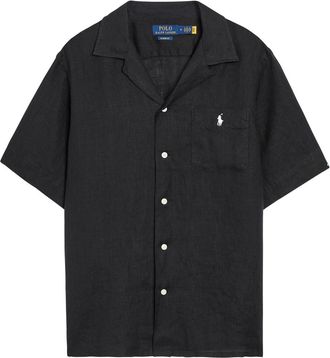 Polo Ralph Lauren Logo-embroidered Linen Shirt - Black - XL