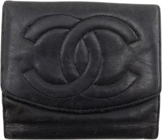 Chanel Pre-owned Wallets, female, Black, Size: ONE SIZE Pre-owned Coco Mark Lambskin Wallet