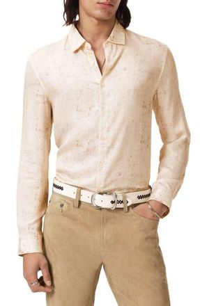 John Varvatos Luca Digital Print Button-Up Shirt in Ivory at Nordstrom, Size Xx-Large