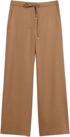 Max Mara Floria wollen flanellen broek - Dames - Wijde Broeken - Bruin - S - Wol - Broeken