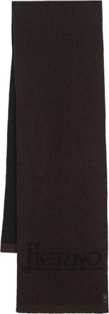 Herno intarsia-knit logo scarf - men - Wool/Polyester - One Size - Brown