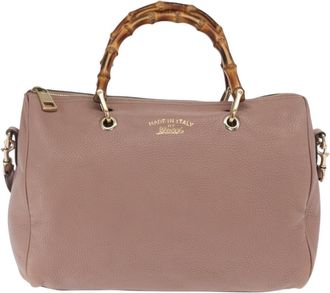 Gucci Bamboo Shopper Tote Leather Pink Leather Handbag (Pre-Owned)