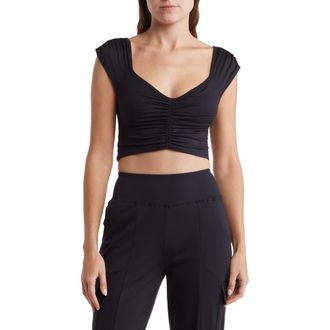 Free People FP Movement Breathe Deeper Crop Top in Black at Nordstrom, Size X-Large