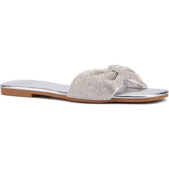 New York & Company Karli Rhinestone Slide Sandal in Silver at Nordstrom Rack, Size 8.5