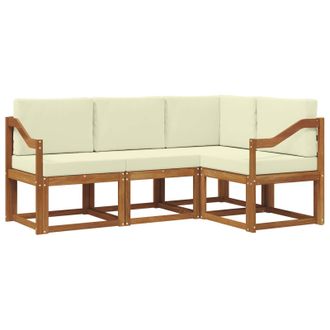 vidaXL Conjunto De Sof&aacute;s De Exterior Con Coj&iacute;n 4 Pcs Natural Y Crema Vidaxl