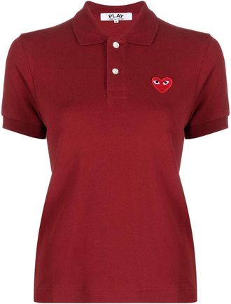 Comme Des Garçons logo embroidered cropped polo shirt - women - Cotton - M