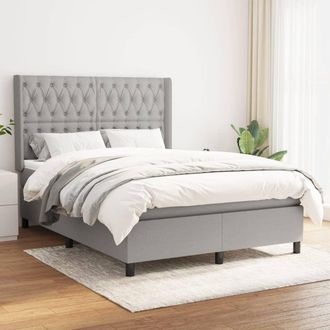 vidaXL Vidaxl - Cama Box Spring Con Colch&oacute;n Tela Gris Claro 140x200 Cm