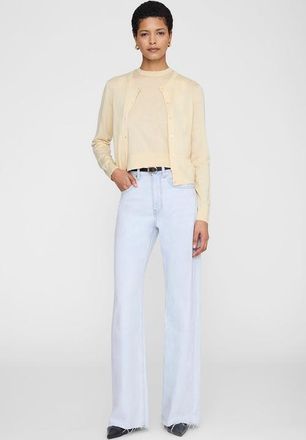 Anine Bing Moni Crop Cardigan in Butter Yellow at Nordstrom, Size X-Small