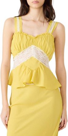 Steve Madden Cinthia Lace Trim Tank in Golden Lime at Nordstrom, Size X-Large