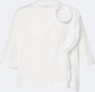 Max Mara Floral-appliqu&eacute; cotton jersey T-shirt