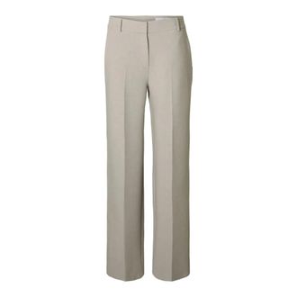 Selected Slfrita Mw Wide Pant Mel Noos Bukse - Dames - Broeken - Grijs - Maat: L Viscose