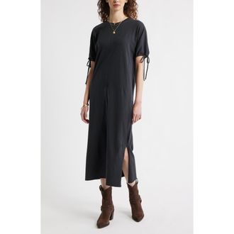 Treasure & Bond Drawstring Sleeve Knit Dress in Black Jet at Nordstrom Rack, Size Small