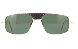 Cartier Santos de Cartier Polarized Green Rectangular Mens Sunglasses CT0193S 002 60
